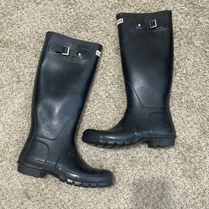 Hunter Brand Womens Knee High Black Rubber Rainboots Size 8M/9F
